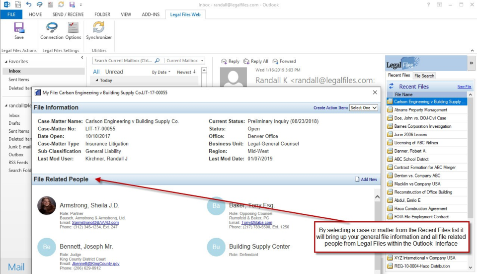 screenshot of Legal Files